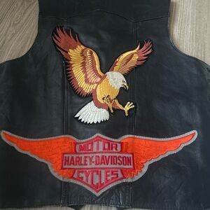 Harley-Davidson Black Vest with Eagle and Orange Accents